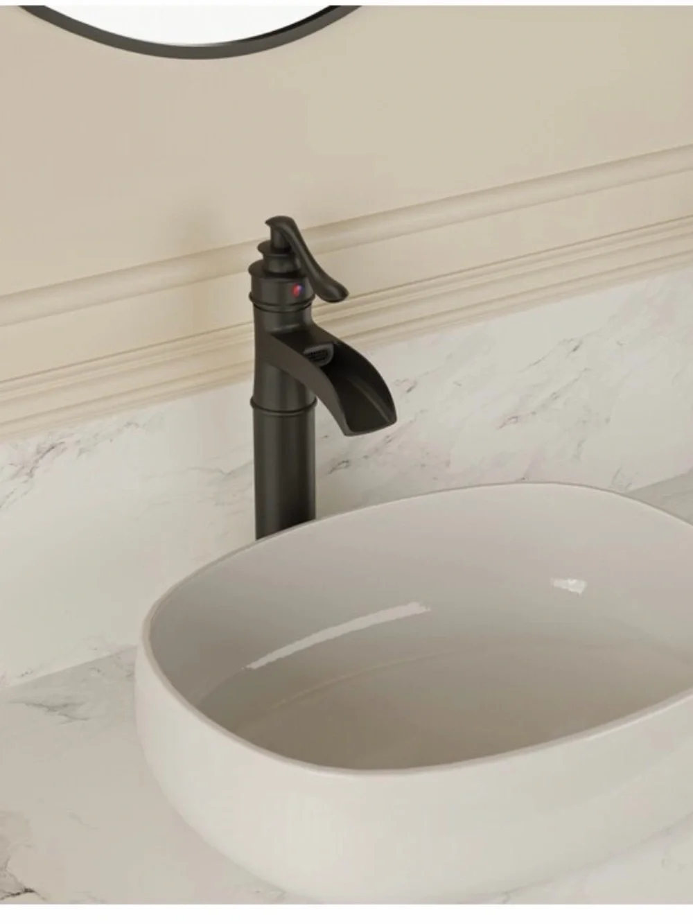 New BWE Matte Black Waterfall Vessel Faucet